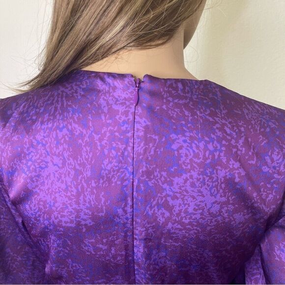 Keepsake Sz 4 Dress Purple High Neck Mini Long Sleeve Drape Party Classy Modest - Picture 10 of 15
